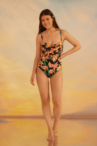 Cortefiel Tropical shaping swimsuit Multicolour
