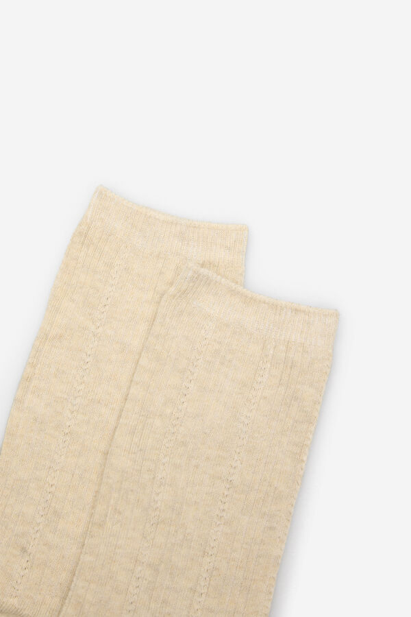 Cortefiel Textured knee length socks Beige