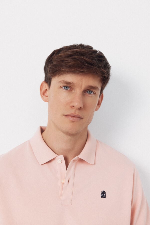 Cortefiel Basic piqu&eacute; polo shirt Pink