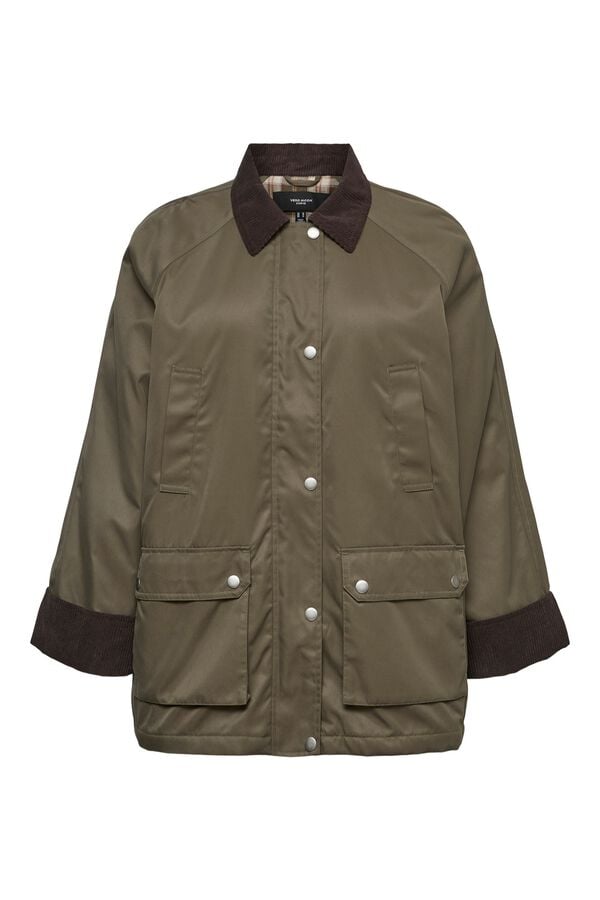Vero Moda Curve Parka leve com gola de bombazina Verde
