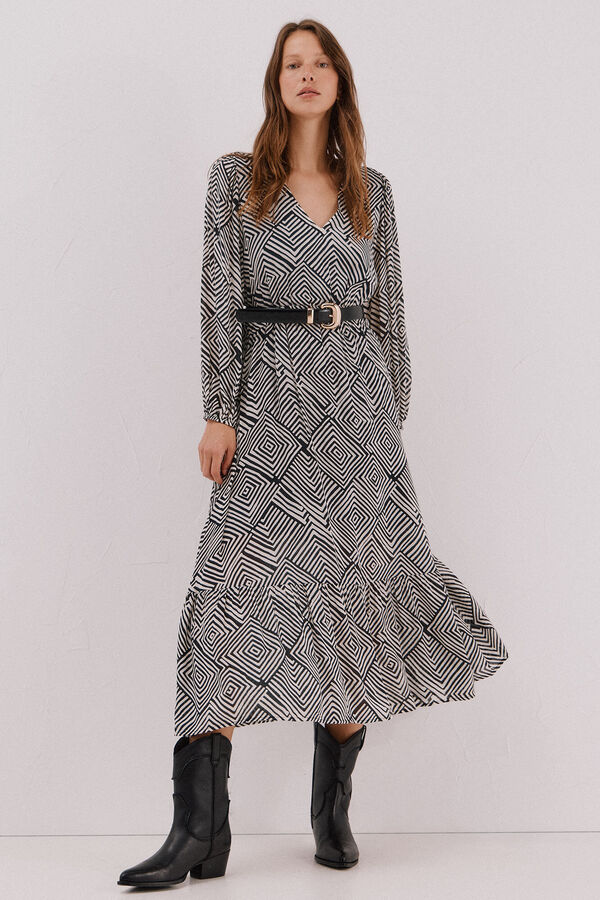 Cortefiel Printed dress Printed white