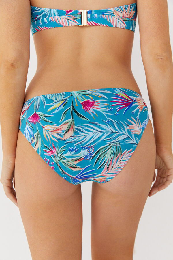Cortefiel Tropical print bikini bottoms. Blue