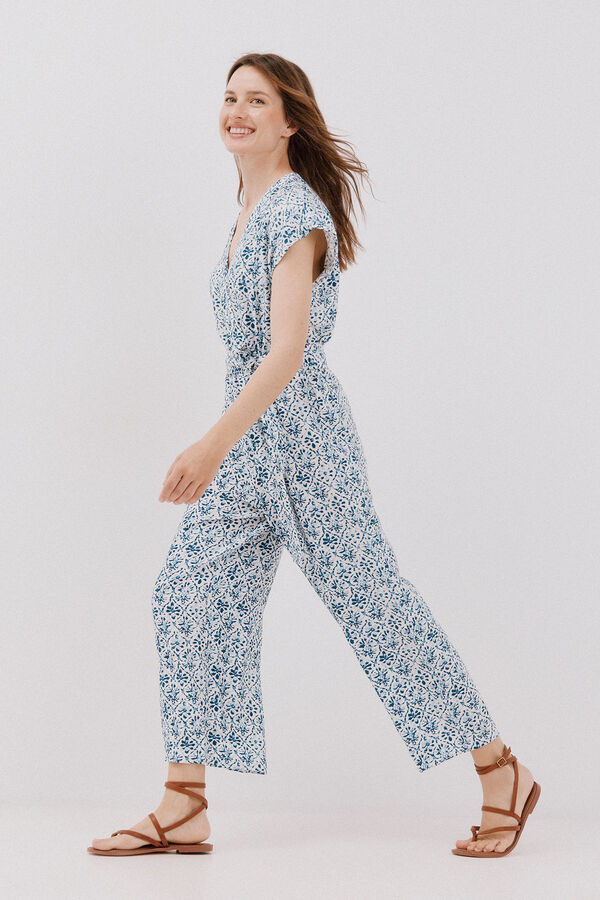 Cortefiel print crossover jumpsuit Multicolour