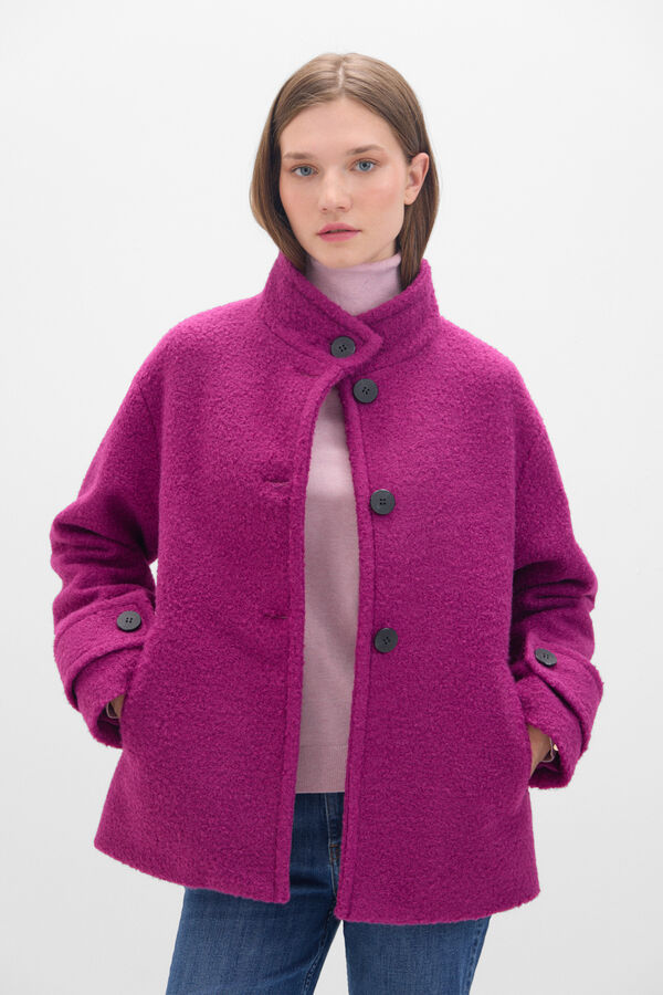 Cortefiel Chaquetón corto tejido suave Fucsia