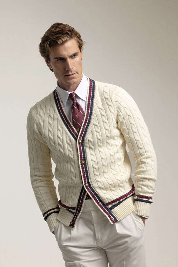 PuroEGO Cardigan universitário de algodão Tostado