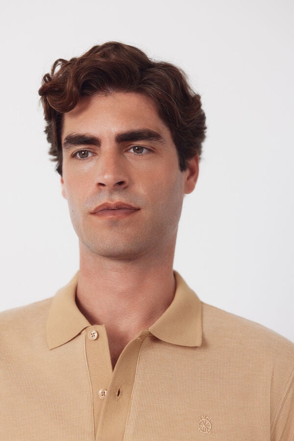 Cortefiel Textured polo shirt Beige