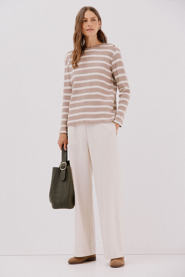 Cortefiel striped structured sweatshirt Beige