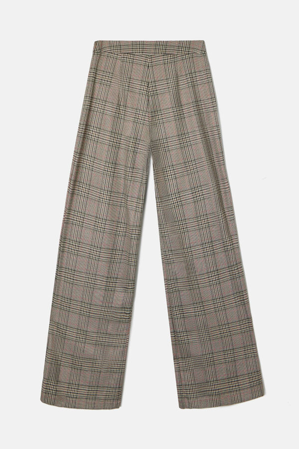 Silbon Calça palazzo xadrez Preto
