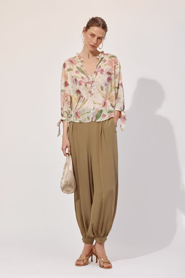 Cortefiel Pantal&oacute;n bombacho Verde