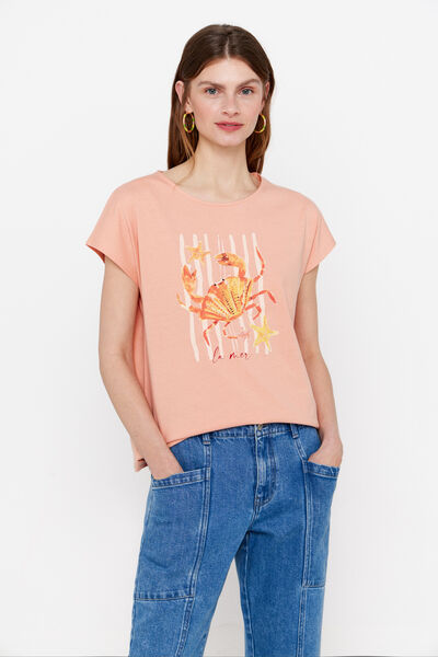 Cortefiel Printed sequin T-shirt Red
