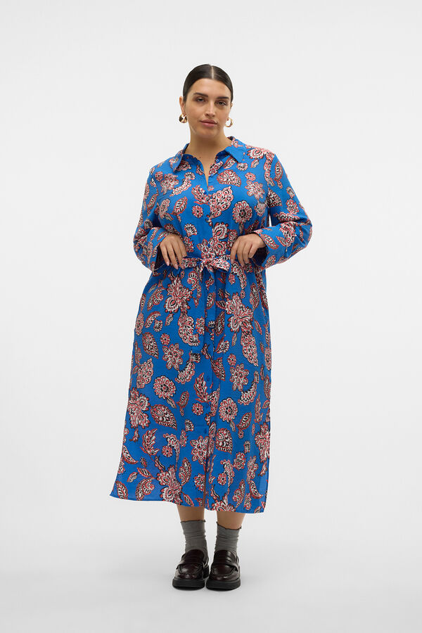 Vero Moda Curve Vestido midi camisero talla grande Azul