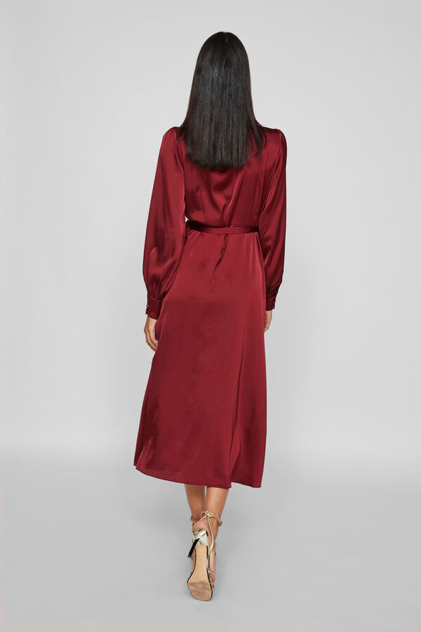 Vila Vestido midi envolvente em cetim Roxo