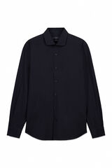 Cortefiel Slim fit easy-iron ottoman dress shirt Black