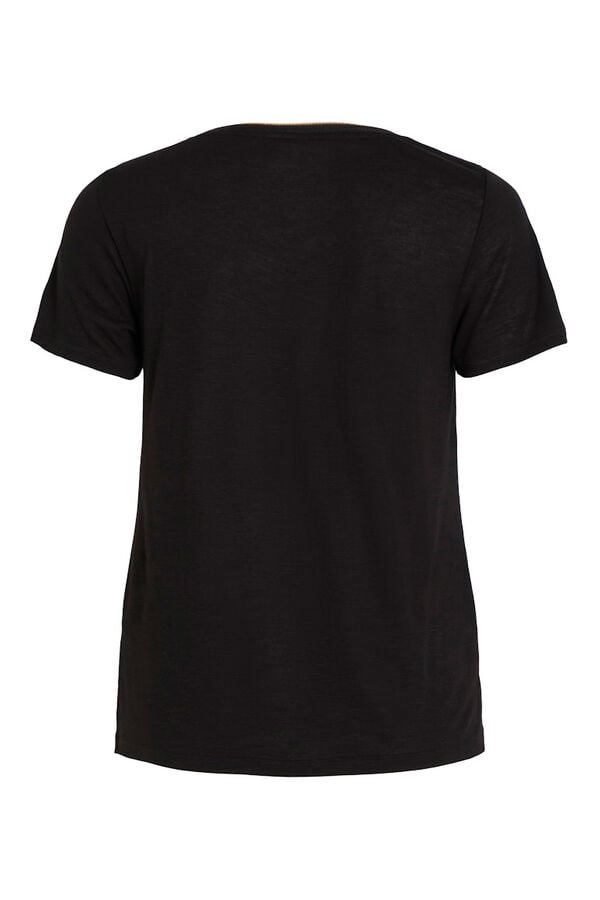 Vila T-shirt de manga curta em viscose Preto