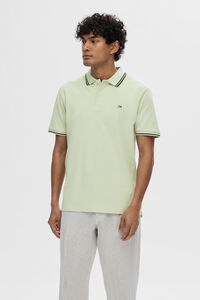 Cortefiel Polo shirt in organic cotton with an embroidered logo and a detailed neckline and cuffs.  Green