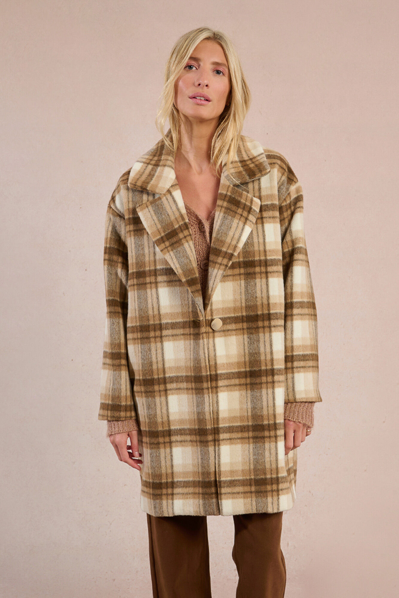 Molly Bracken Sobretudo de manga comprida com gola de lapela