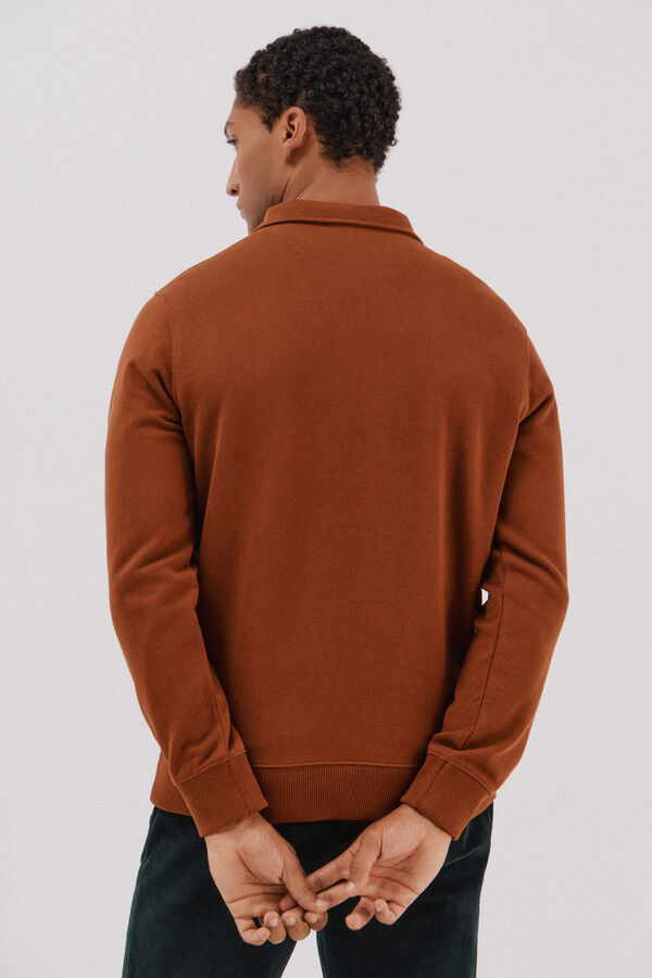 Cortefiel Polo shirt neck sweatshirt  Camel