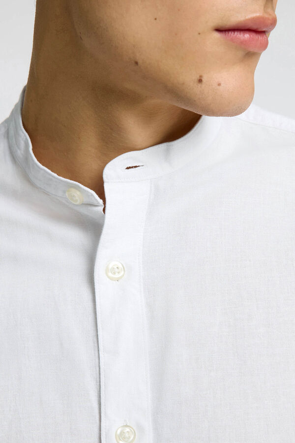 Selected Camisa de lino cuello mao Blanco