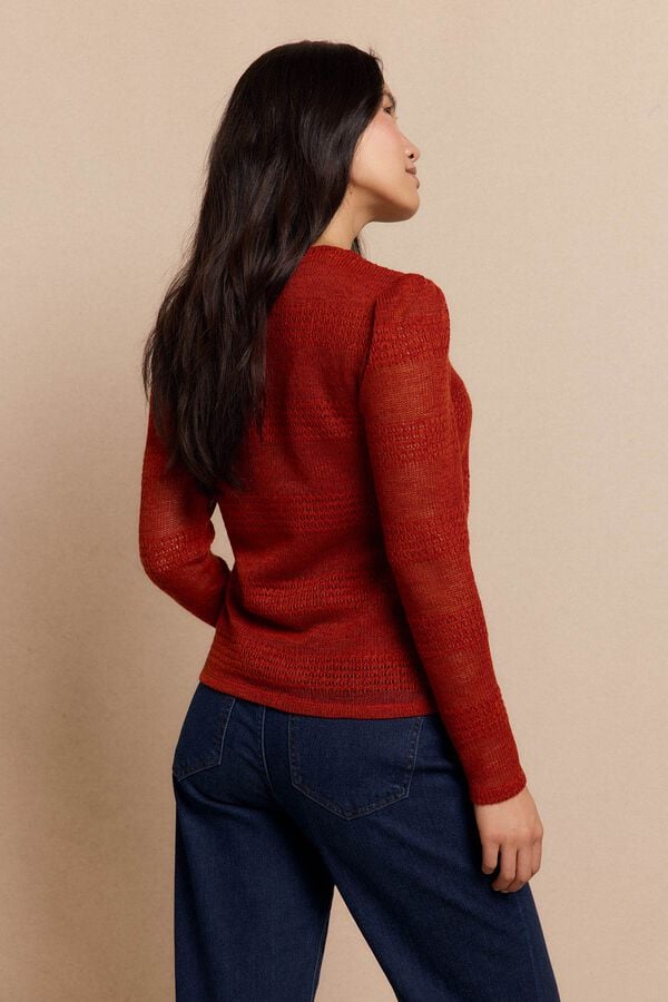 Slowlove Rustic structured long sleeve top Orange