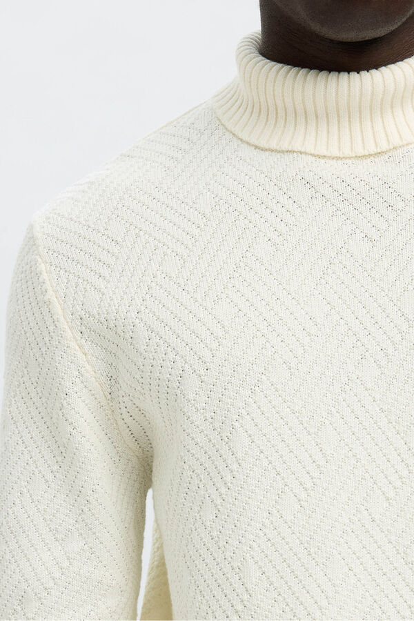 Selected Camisola estruturado de gola alta 100% algodão orgânico  Branco