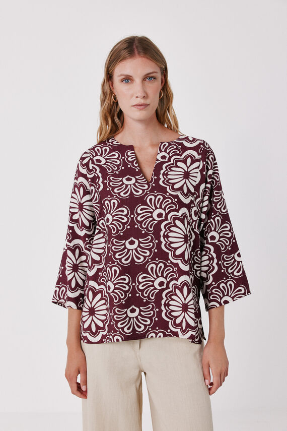 Blusa estampada túnica amplia