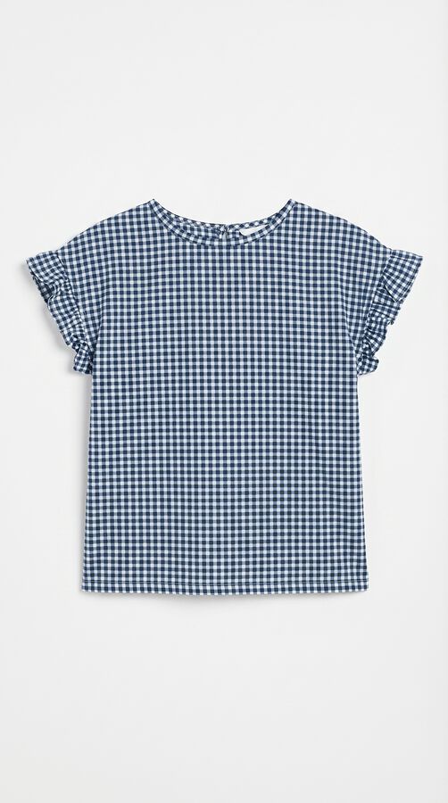 Cortefiel Essential ruffle t-shirt Printed blue