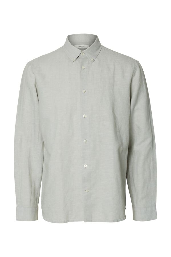 Selected Camisa de manga comprida em linho Verde