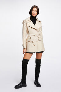 Cortefiel Fitted trench coat with belt and hood Beige