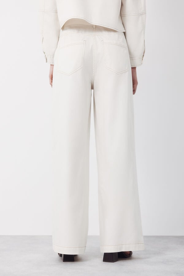 Cortefiel Soft palazzo jeans Ivory