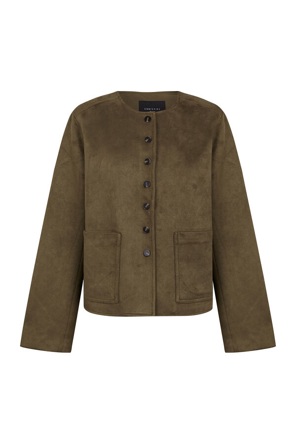 Cortefiel Faux suede jacket Green