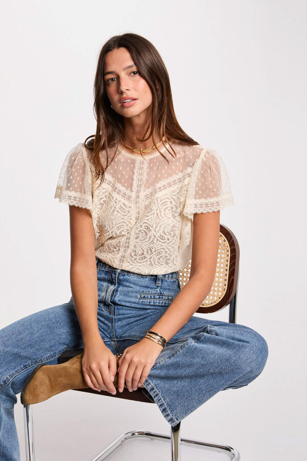 Morgan Camiseta manga corta Marfil