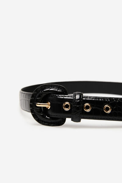 Cortefiel Belt with covered buckle Black