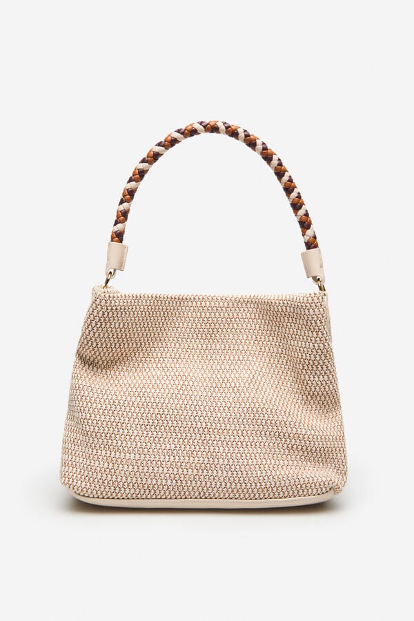 Cortefiel Slouch bag with braided strap Ivory