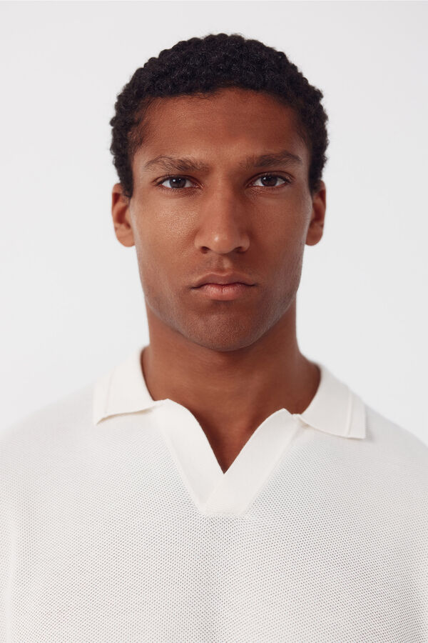 Cortefiel Piqu&eacute; short sleeve polo shirt Ivory