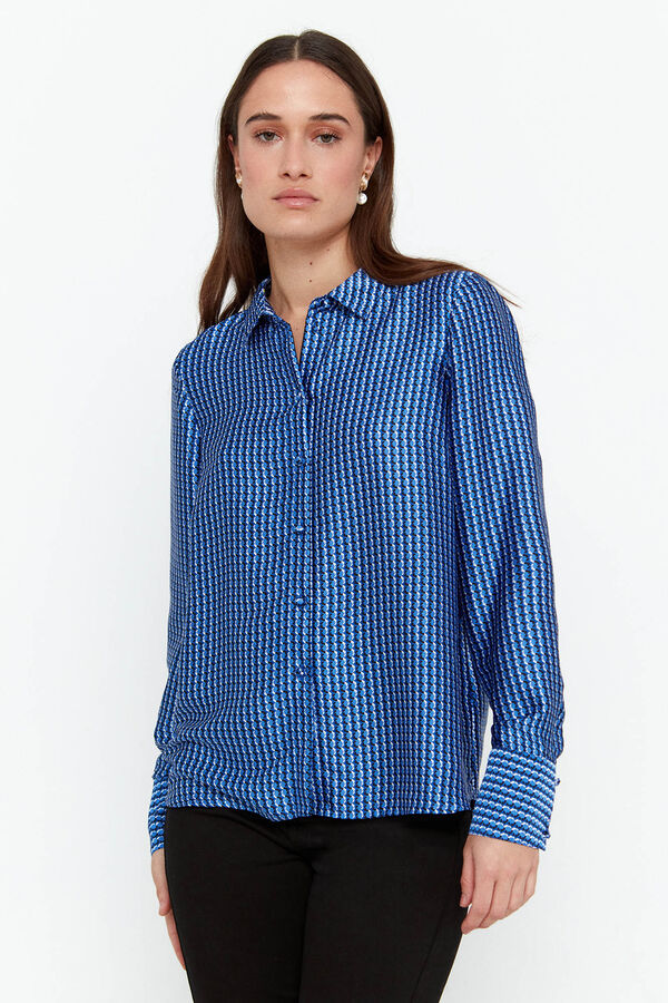Cortefiel Women's printed shirt Blue