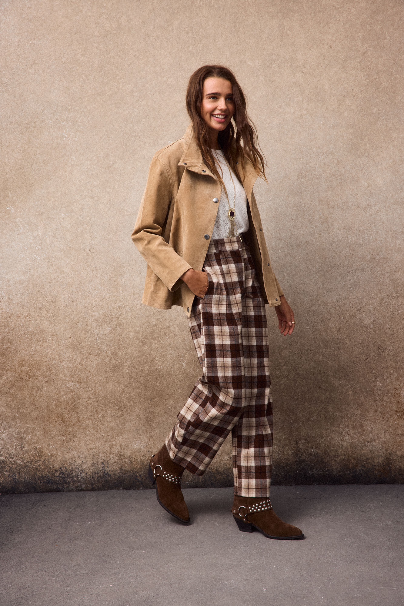 Slowlove Cal&ccedil;a corte barrel em xadrez