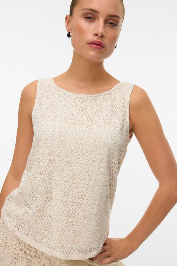 Vero Moda Top de crochet sem mangas Tostado
