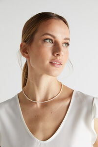 Cortefiel VIRINO short necklace - Pearl - Gold Ivory