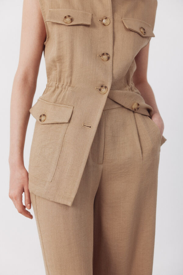 Cortefiel Fluid double-pleated trousers Nude