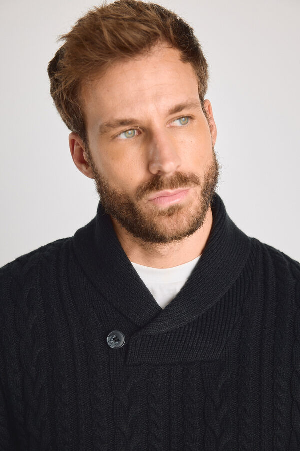 Jack & Jones Cotton shawl jumper Black
