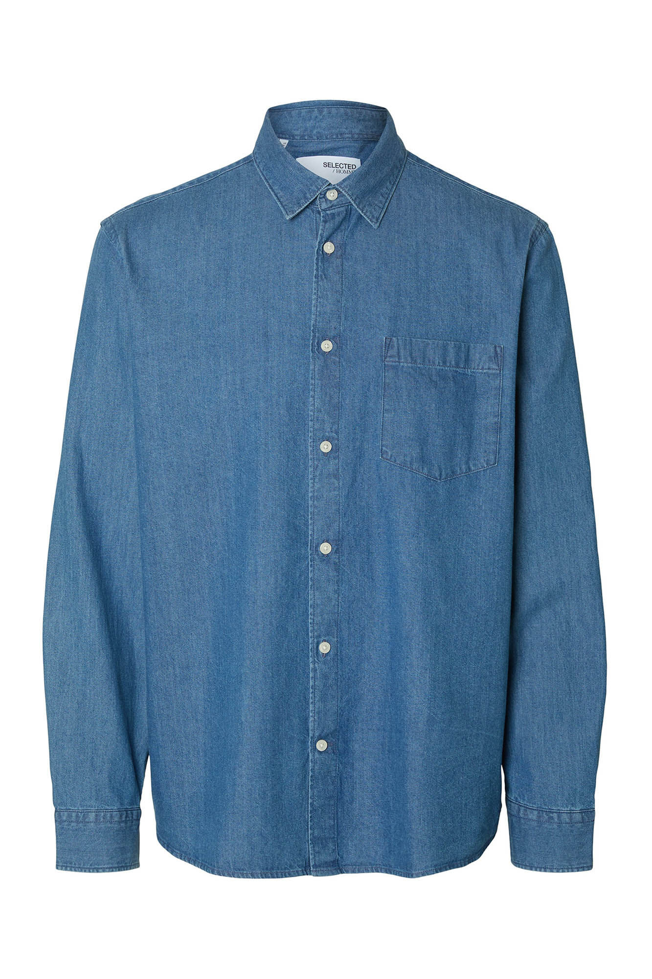 Selected Camisa de ganga leve 100% algod&atilde;o org&acirc;nico