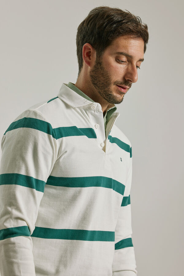 PuroEGO Stripe polo shirt Ivory
