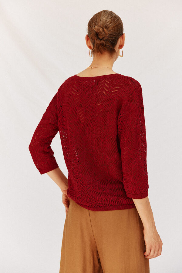 Cortefiel Lurex openwork jumper Maroon