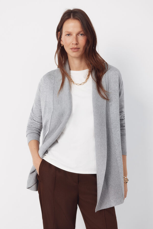 Cortefiel Cardigan with shawl neckline Grey