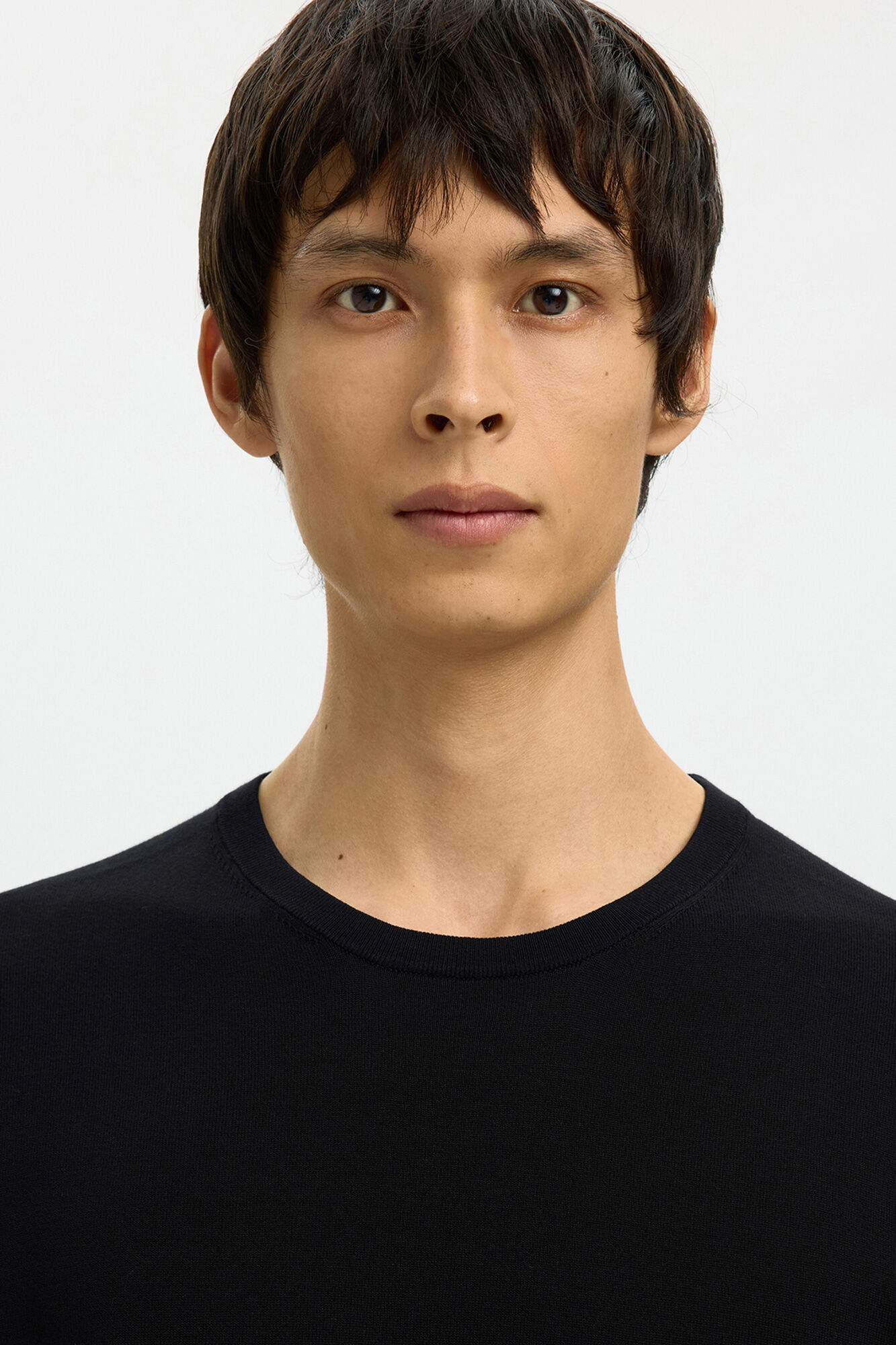 Selected T-shirt manga curta para homem em malha lisa