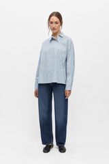Object Camisa assim&eacute;trica &agrave;s riscas Azul