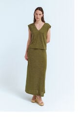 Vila Saia midi de malha com lurex Verde