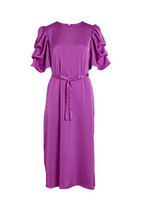 Cortefiel Midi dress with ruched sleeves Lilac