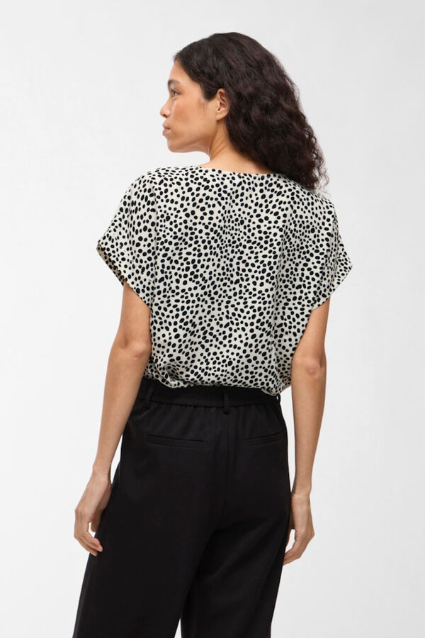 Vila Top de manga curta com gola redonda Impress&atilde;o