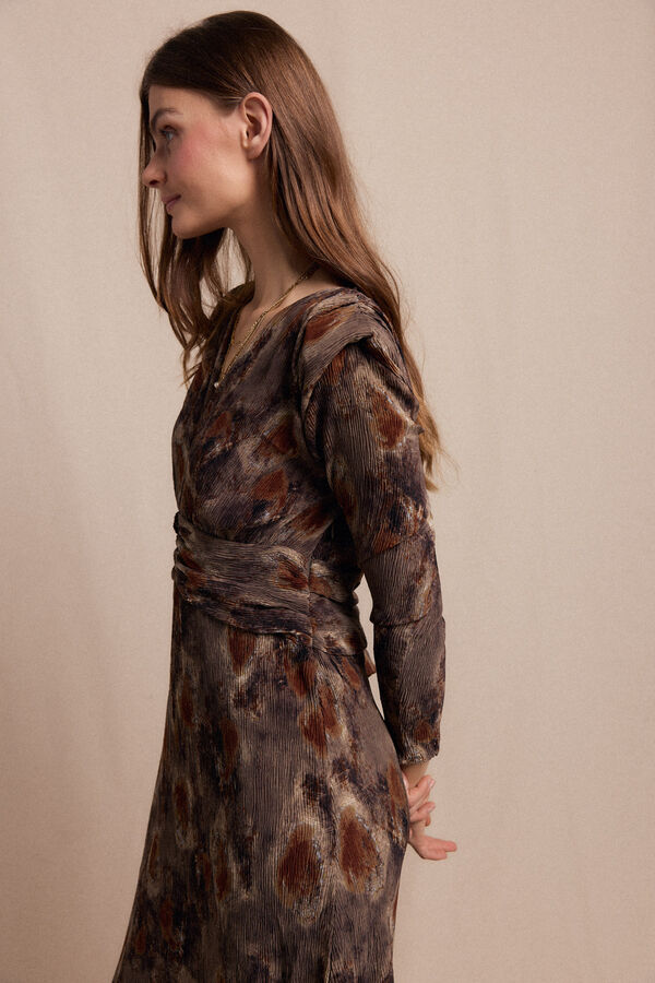 Slowlove Vestido textura elastico Estampado marrón